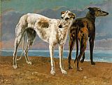 Gustave Courbet Count de Choiseul's Greyhounds painting